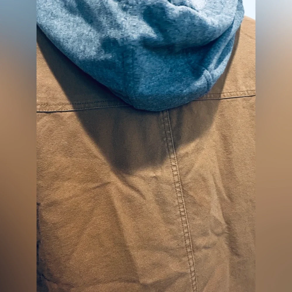 Dickies Vintage Distressed Brown Canvas Barn Jacket Gray Hooded Coat size M - Picture 11 of 12